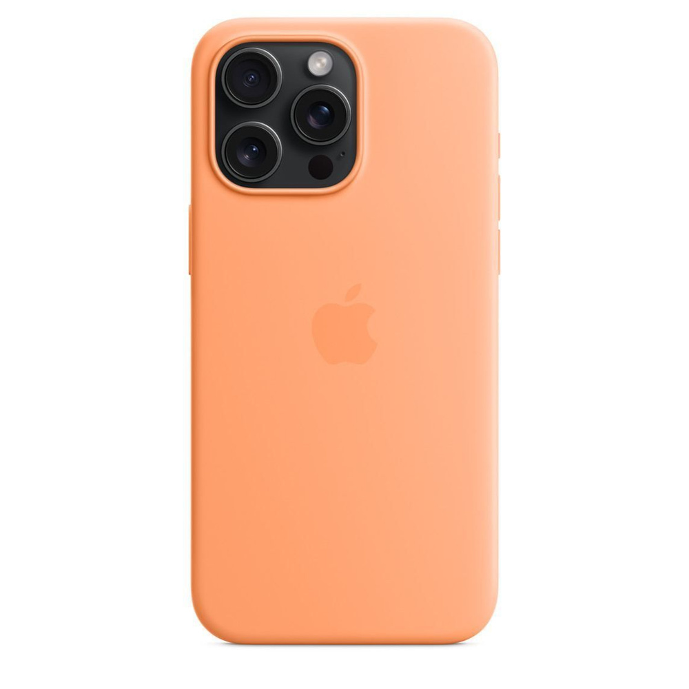 Чехол-накладка Silicone Case MagSafe для iPhone 15 Pro / Orange Sorbet + Защитное стекло Sparta  #1