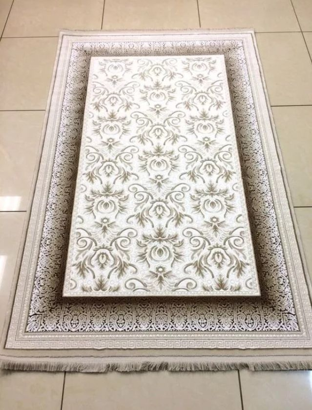 Ekocarpet Ковер Livana 2739A из акрила и хлопка, кремовый с бежевым, с винтажным узором, на пол в спальню #1