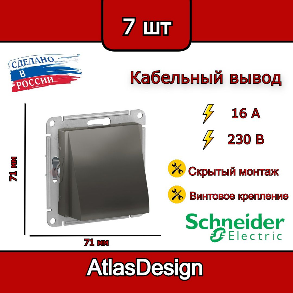 Вывод кабеля, сталь, Schneider Electric AtlasDesign (комплект 7шт) #1