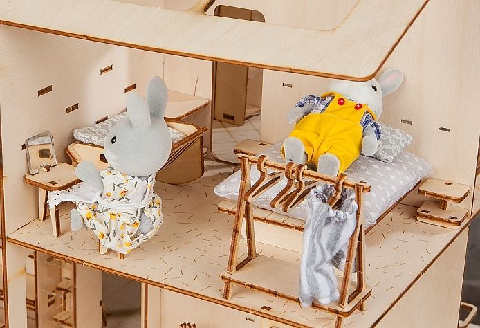 Мебель для кукол "Спальня", деревянный конструктор для девочек  #1