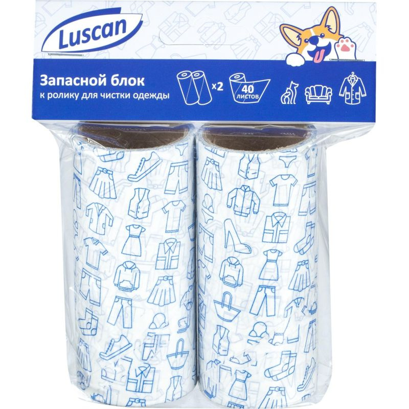 Luscan Ролик для чистки одежды Запасной блок, 40 листов, 2 набора по 2 штуки  #1