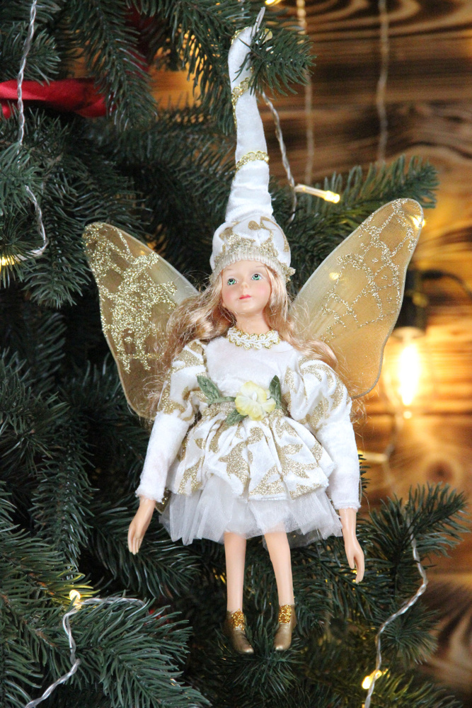 Новогодняя игрушка на елку Фея, 35 см, со сгибающимися руками и ногами  #1
