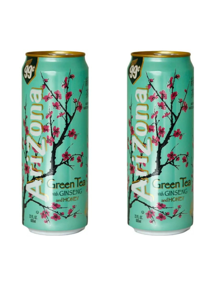 Напиток AriZona Green Tea with Ginseng & Honey 680мл х 2шт #1