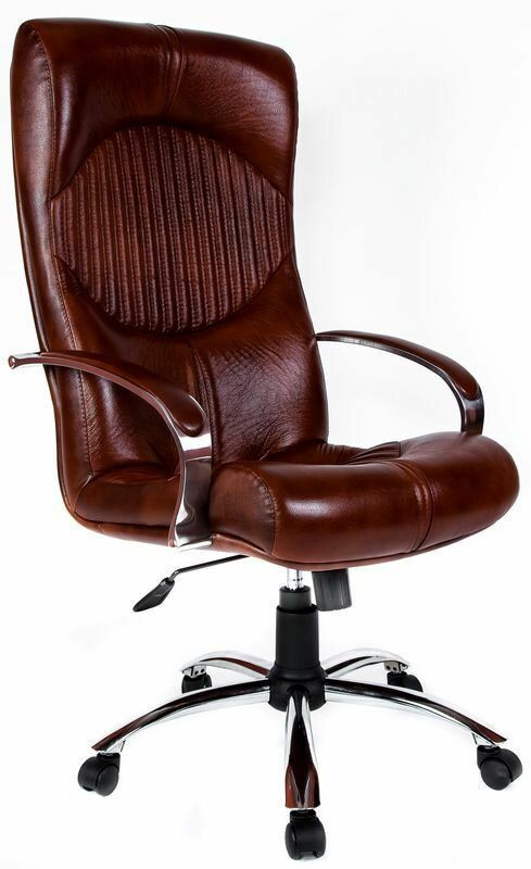 Компьютерное кресло Гермес CH офисное, обивка: натуральная кожа, цвет: коричневый  #1