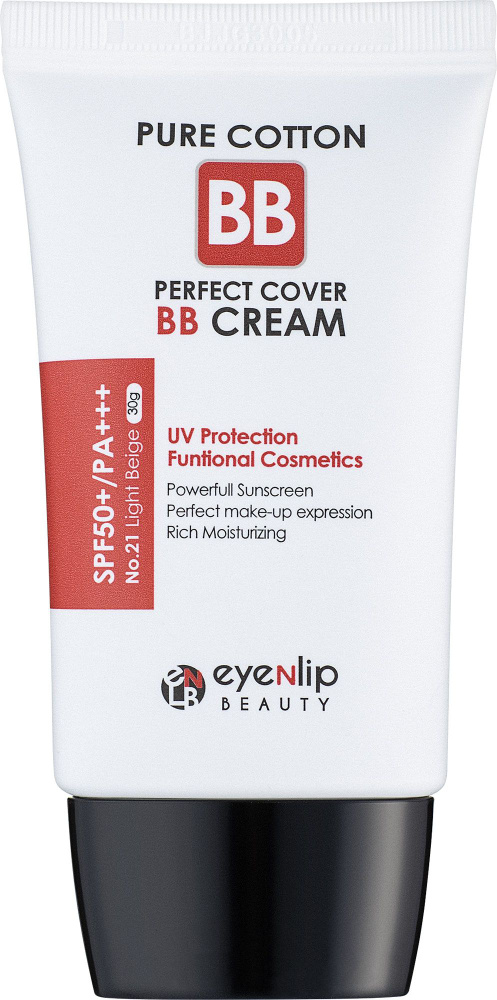 Eyenlip BB крем для лица матирующий Pure Cotton Perfect Cover BB Cream SPF50+/PA+++ #21 Light Beige, #1