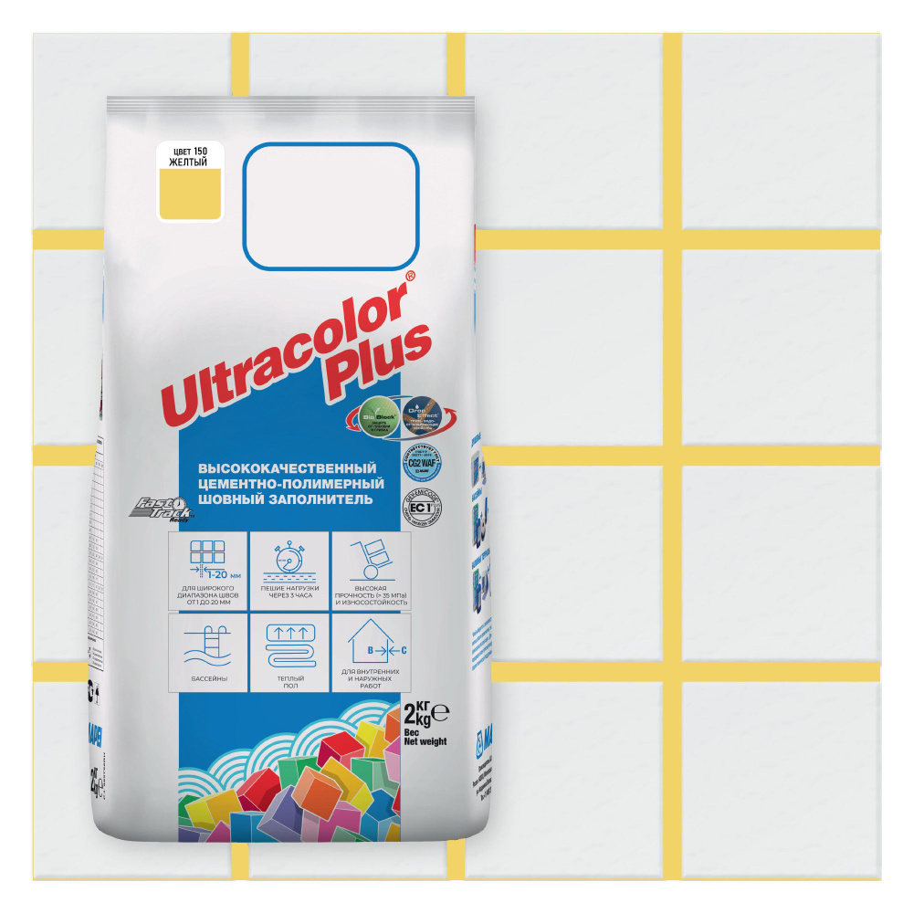 Затирка Mapei Ultracolor Plus № 150 Желтый 2кг 6015002A #1