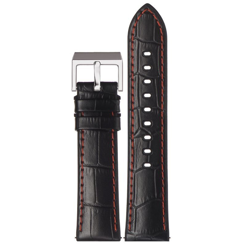 Кожаный ремешок для часов, Stailer Premium Max Endurance Sport, 20 мм, черный, аллигатор, стандартная #1
