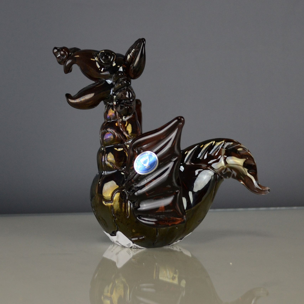 Декоративный "Дракон" Неман стеклозавод, высота 13 см, стекло, сувенир на Новый Год, презент к празднику, #1