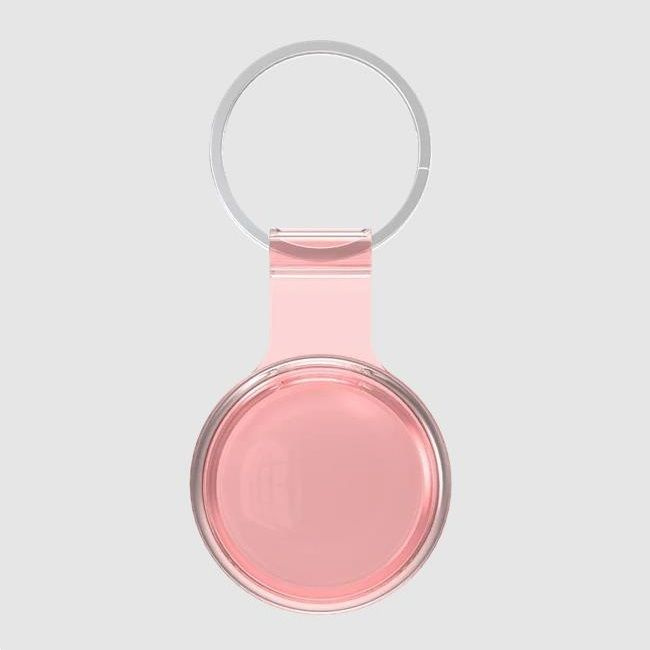 Чехол с кольцом для трекера AirTag силиконовый сетло розовый прозрачный  #1