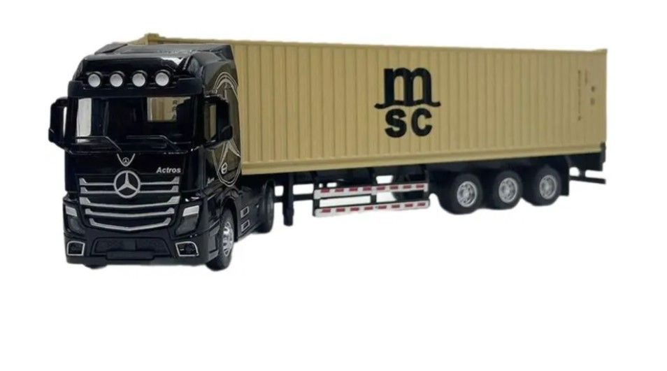 Модель грузовика тягач Мерседес с прицепом-контейнером, инерционная, свет/звук, 31 см  #1