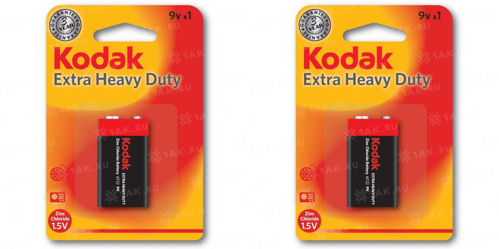 Kodak Батарейка Крона (6F22, 1604D), Солевой тип, 9 В, 1 шт #1