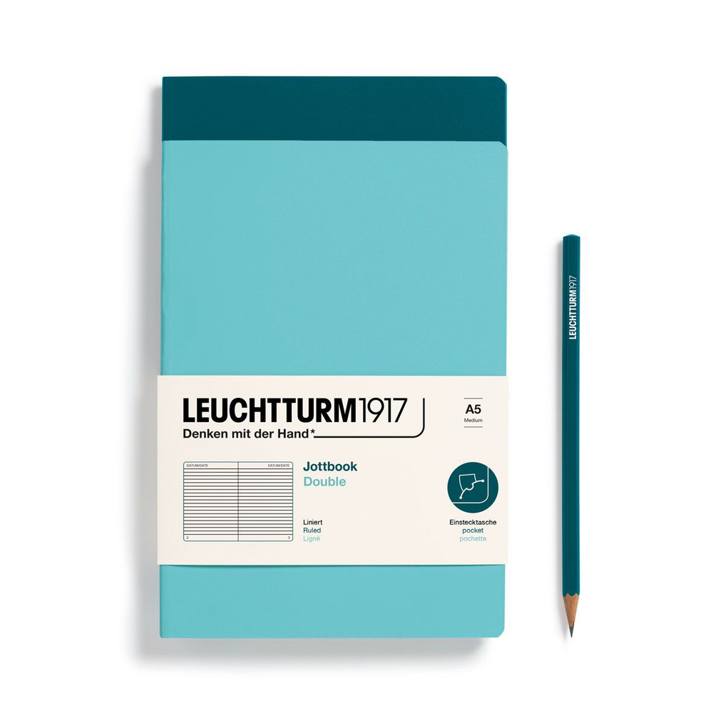 Комплект блокнотов Leuchtturm1917 Jottbook Medium A5 аквамарин/океан, в линейку, 2 штуки  #1