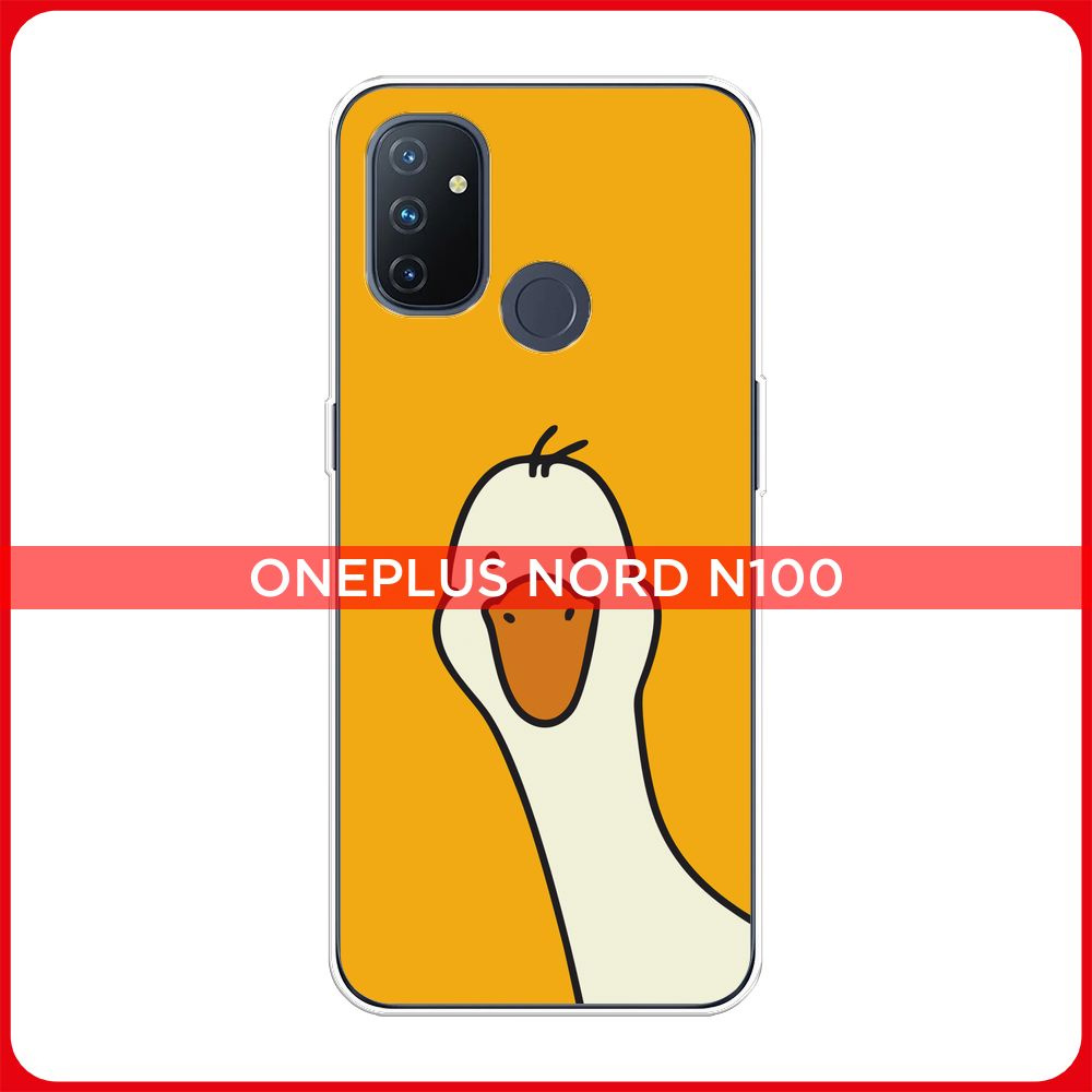 Силиконовый чехол на OnePlus Nord N100 / Ван Плас Норд N100 Утка на желтом фоне  #1