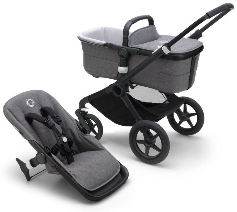 Коляска универсальная 2 в 1 Bugaboo Fox 3 Base без капюшона BLACK, GREY MELANGE  #1