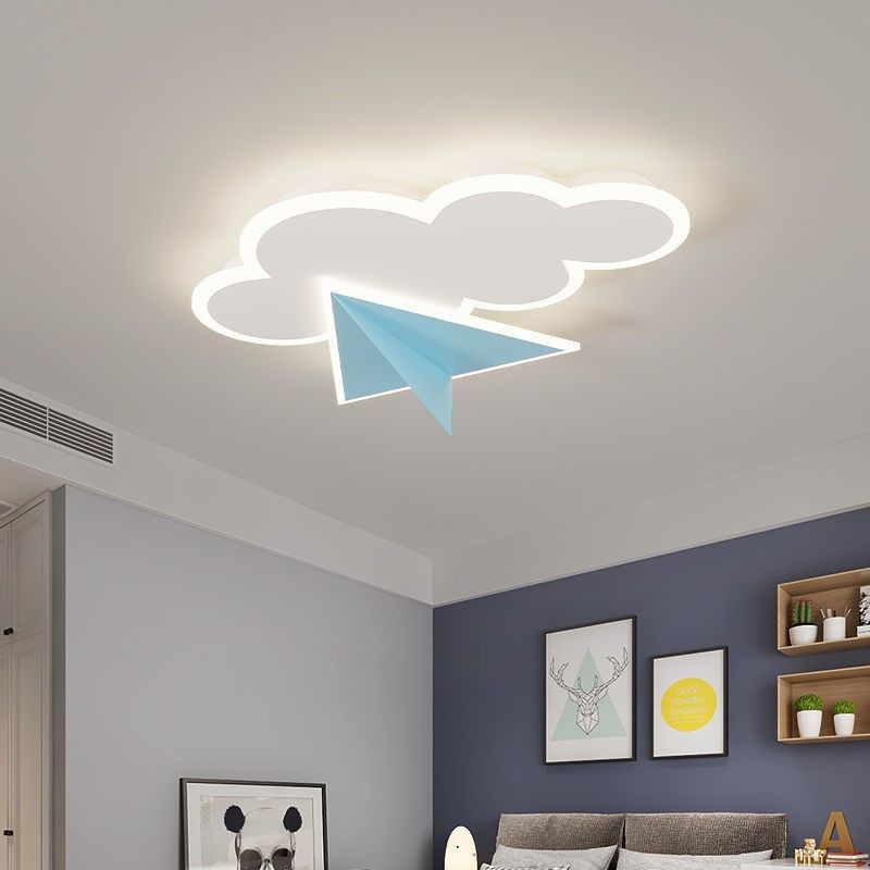 Потолочный и настенный LED светильник "Бумажный самолетик" голубой. Люстра светодиодная потолочная, настенная, #1