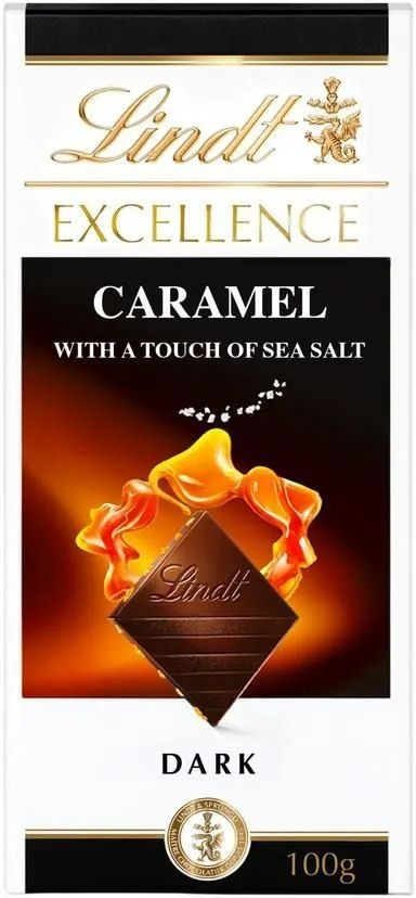 Шоколад темный. Lindt Excellence Caramel Sea Salt карамель морская соль, 100 гр (Финляндия)  #1