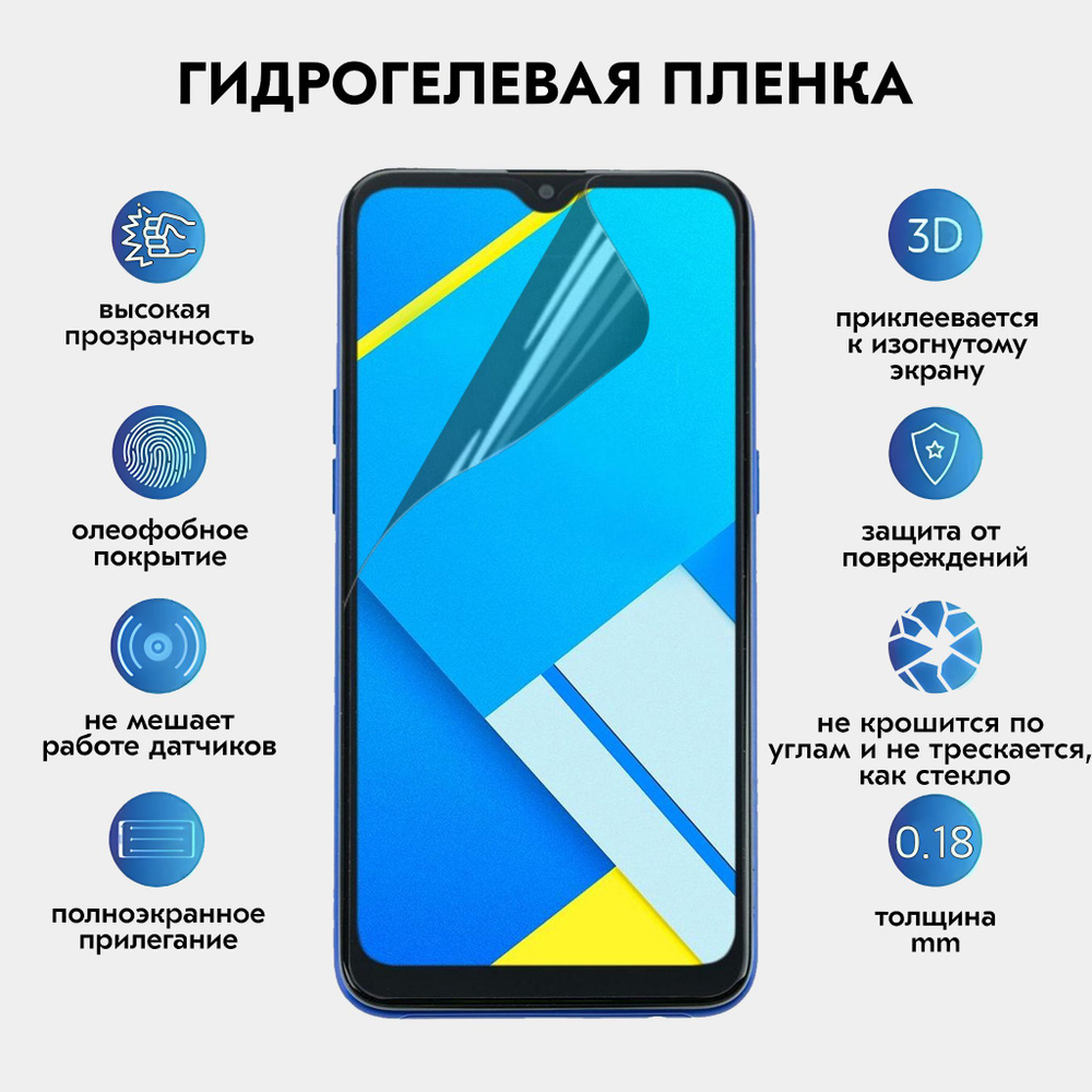 Гидрогелевая защитная плёнка (не стекло) Realme C2 / Oppo A1k #1