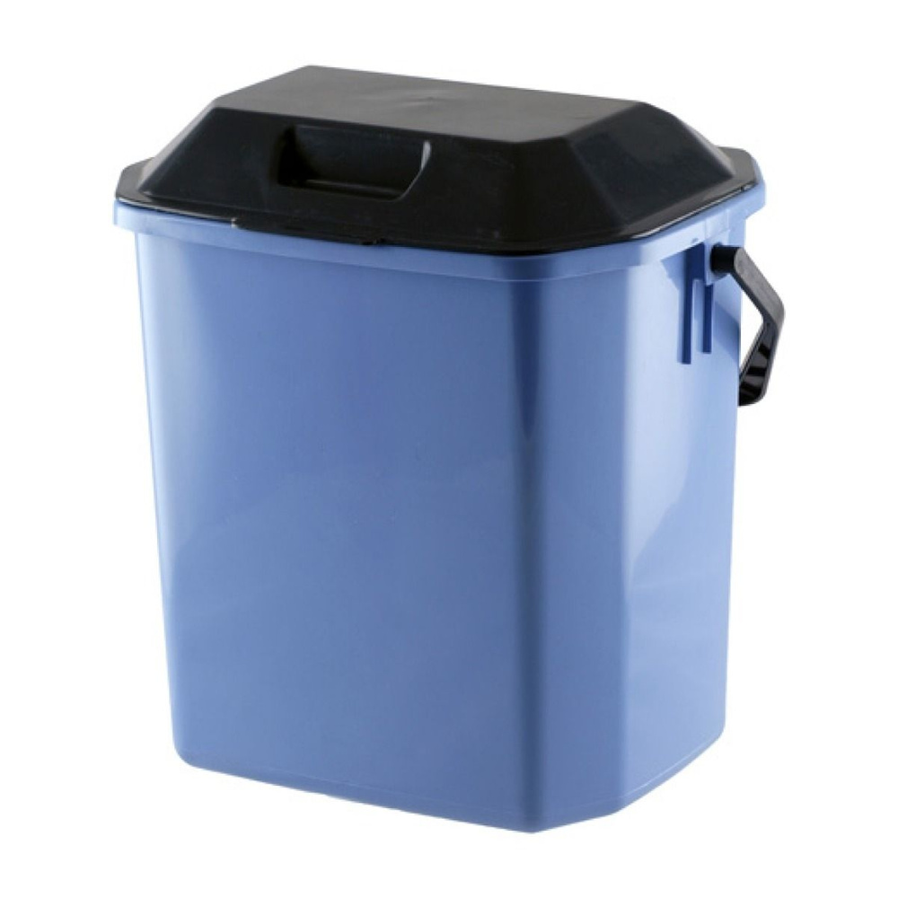 Контейнер для мусора Полимербыт с крышкой-совком, пластик голубой, 10л / ведро  #1
