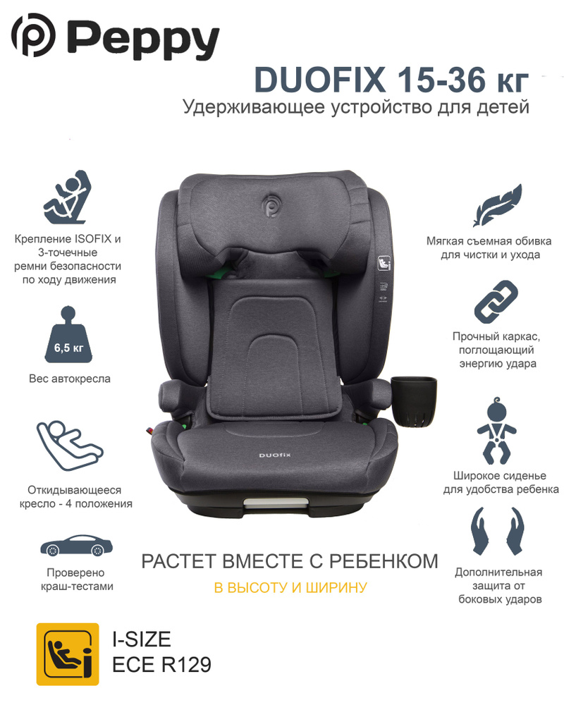 Автокресло Peppy Duofix 15-36 кг (black) #1