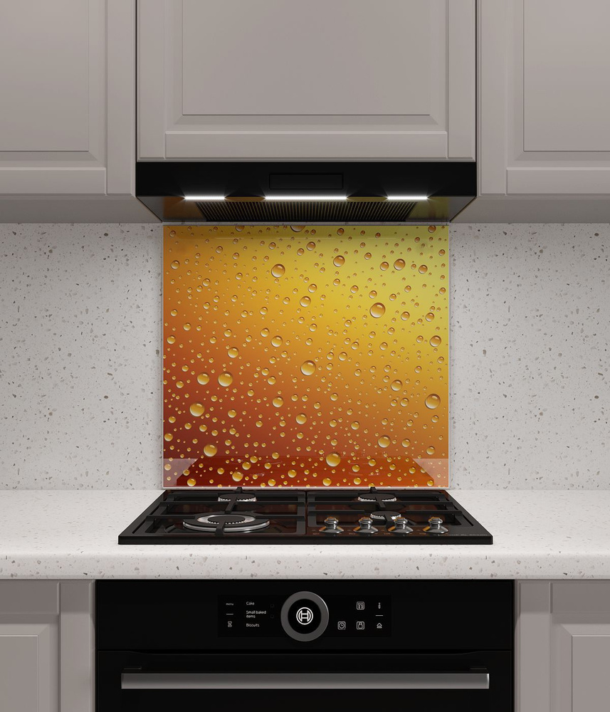 Защитный экран Normand из закаленного стекла на кухонный фартук в зону мойки и плиты с фотопечатью;700х500х4 #1