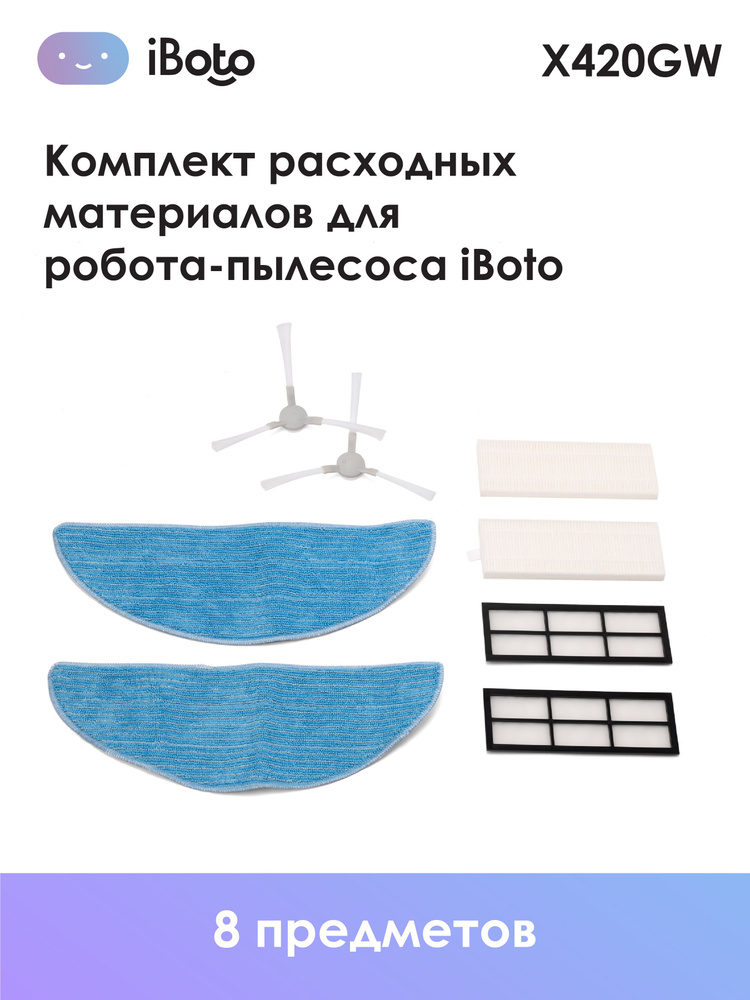 Комплект расходных материалов для робота-пылесоса iBoto Smart X420GW / X425GWE (2 салфетки, 2 Hepa фильтра, #1