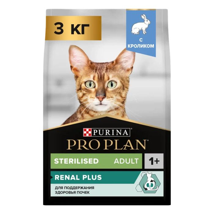 Purina Pro Plan Optirenal Sterilised сухой корм для стерилизованных кошек с кроликом  #1