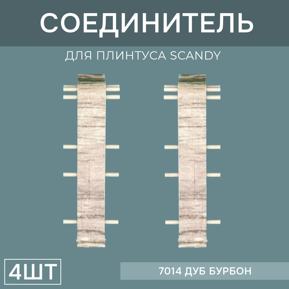 Соединитель 72мм для напольного плинтуса Scandy 2 блистера по 2 шт, цвет: Дуб Бурбон  #1