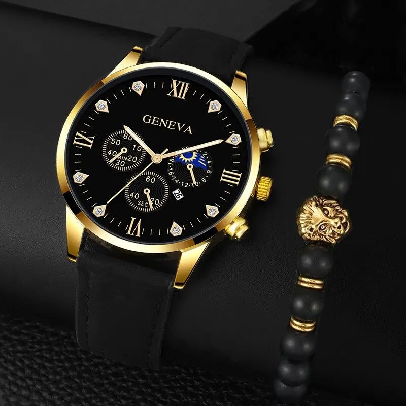 Мужские кварцевые наручные часы + браслет, длина ремешка: 24.5, материал: нержавеющая сталь  #1