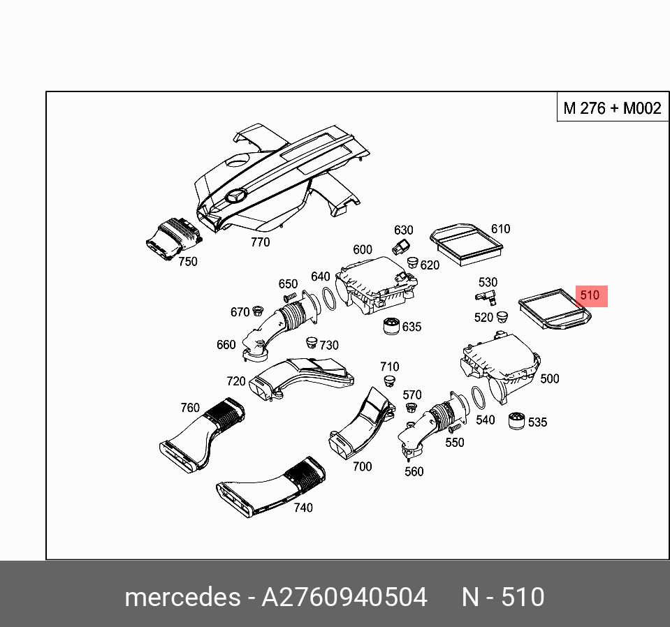 Mercedes-Benz Фильтр воздушный арт. 2760940504, 1 шт. #1