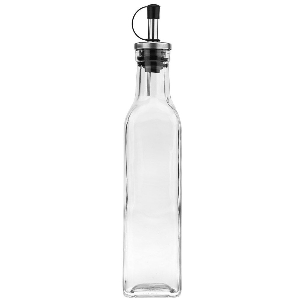 Бутылка для масла стеклянная Квадро 300мл h24,5см 5х5х21,2см дозатор нерж.  #1