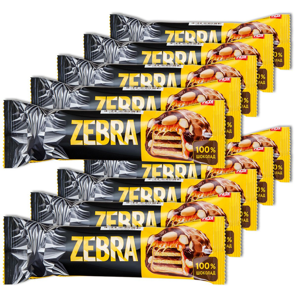 Вафельный батончик Zebra с арахисом и изюмом, 40 г, 10 шт. #1