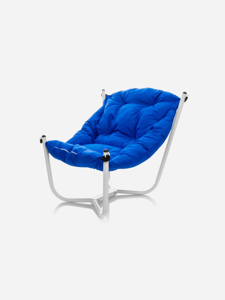 Мягкое кресло для дачи и дома Гамак белое синяя подушка  #1