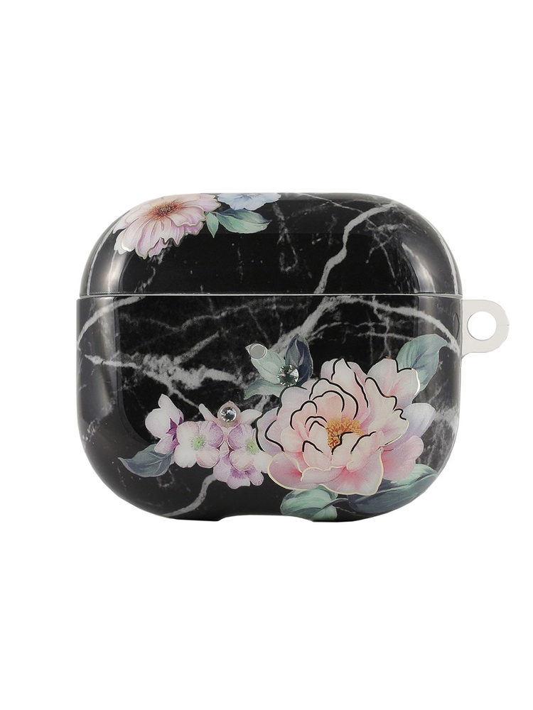 Чехол Kingxbar Marble Flower для беспроводных наушников Apple Airpods 3 / на Эпл Аирподс 3 пластиковый #1