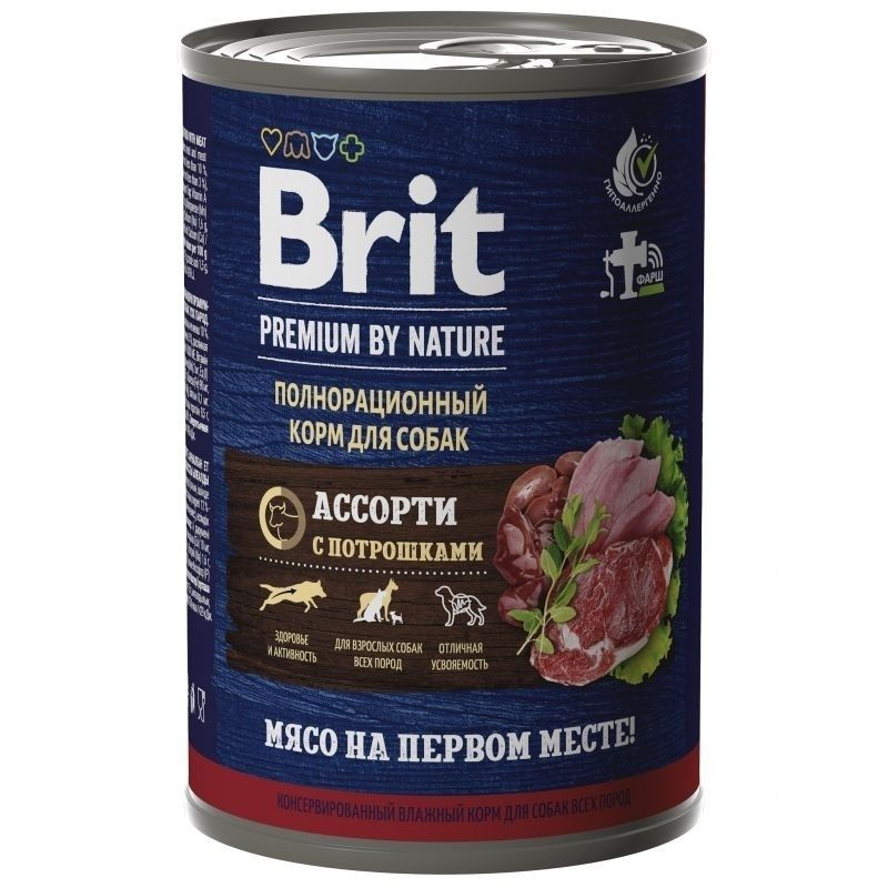 Brit: Premium by Nature, Консервы с мясным ассорти и потрошками, для собак всех пород, 410 гр.  #1