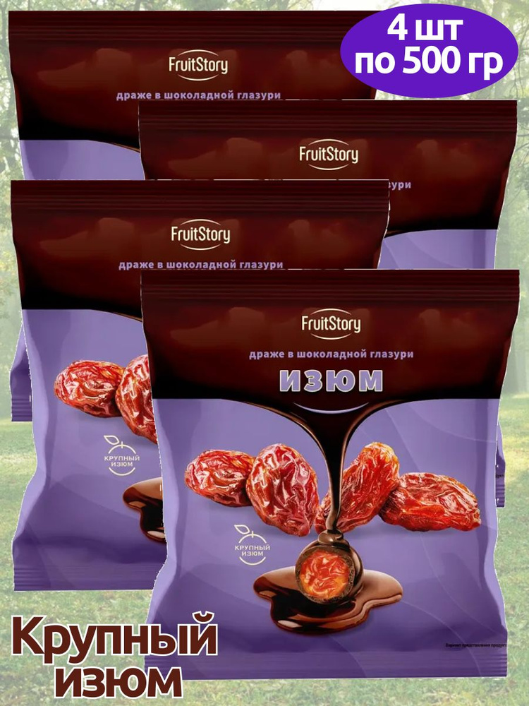 Драже Изюм в шоколадной глазури FruitStory 4 упаковки по 500 грамм  #1