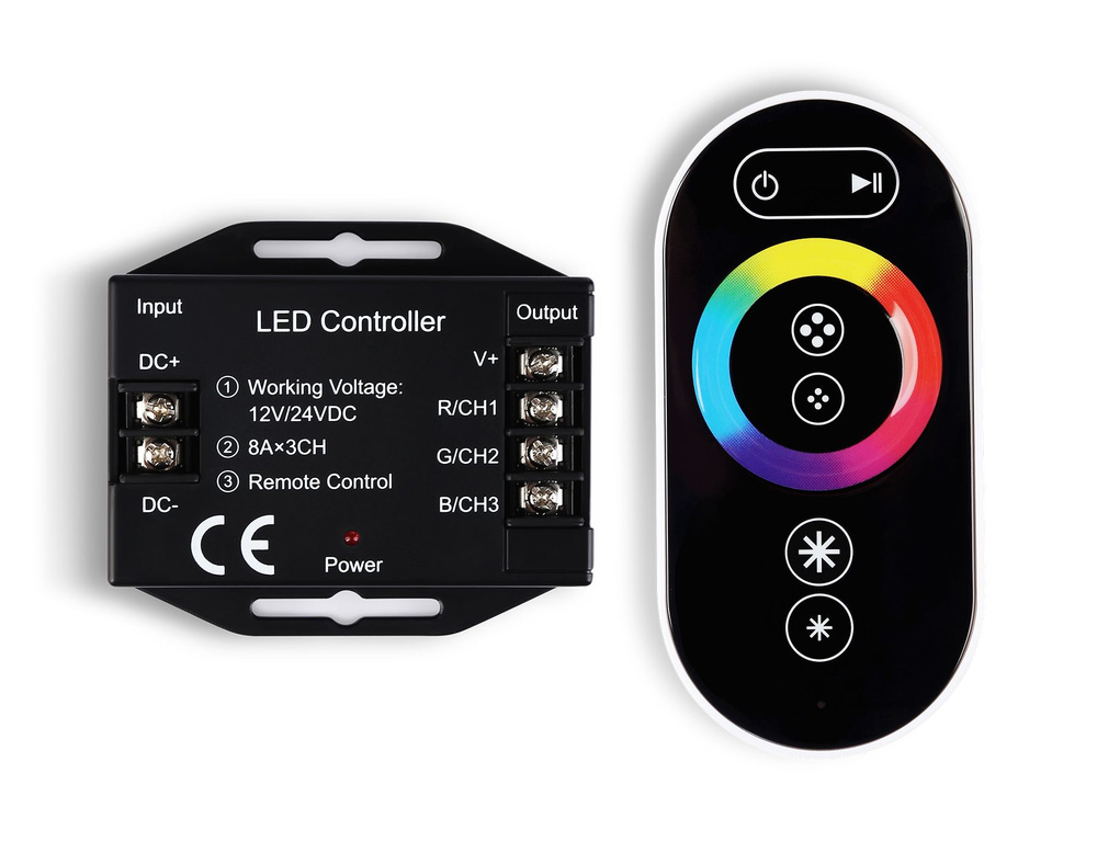 Контроллер для светодиодных лент RGB с сенсорным радио пультом 2.4G 24A 12V 288W/ 24V 576W  #1