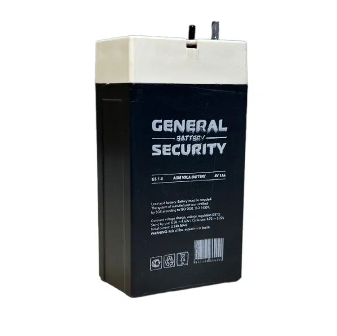 Аккумуляторная батарея General Security GS 1-4 ( 4В 1АЧ / 4V 1AH ) для фонаря  #1