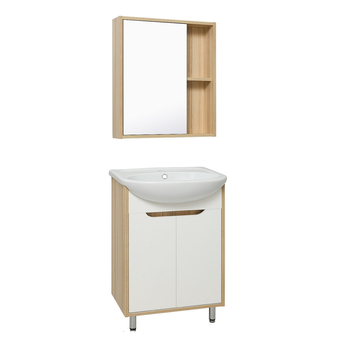 Мебель для ванной, Runo, Эко 60, тумба с раковиной Уют 60, шкаф для ванной, зеркало для ванной