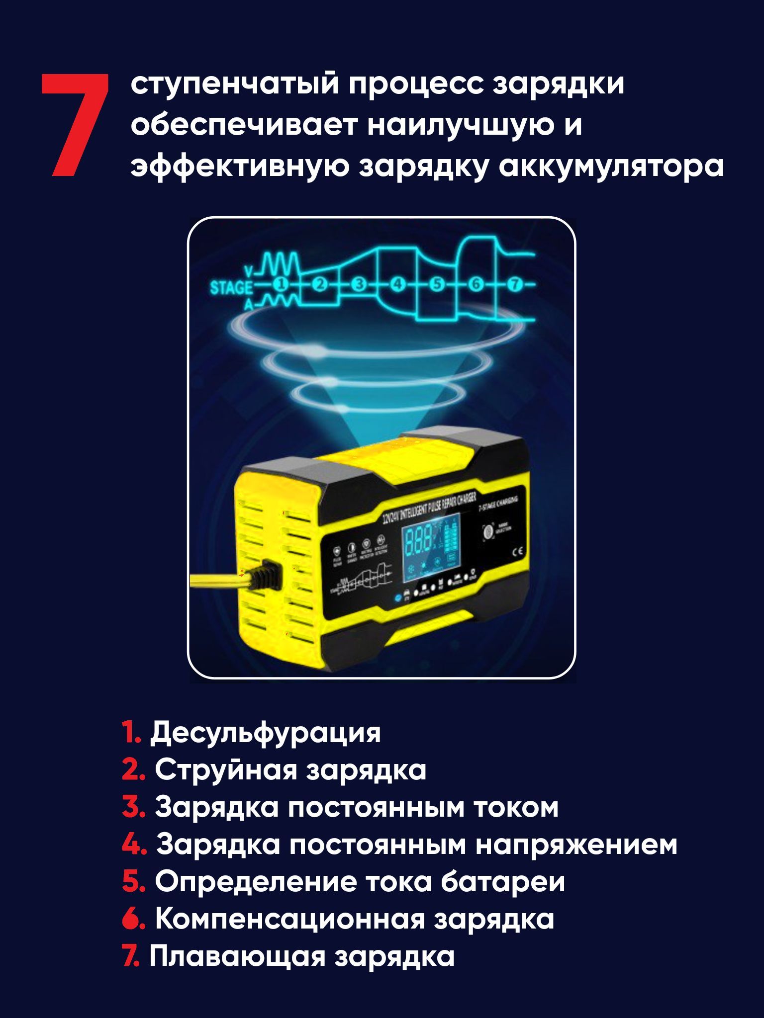 Зарядное устройство для автомобильного аккумулятора автоматическая 12 ...