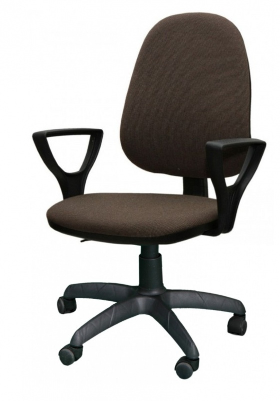 Кресло компьютерное ПРЕСТИЖ ПОЛО кожзам коричневый, пиастра, стул офисный  #1