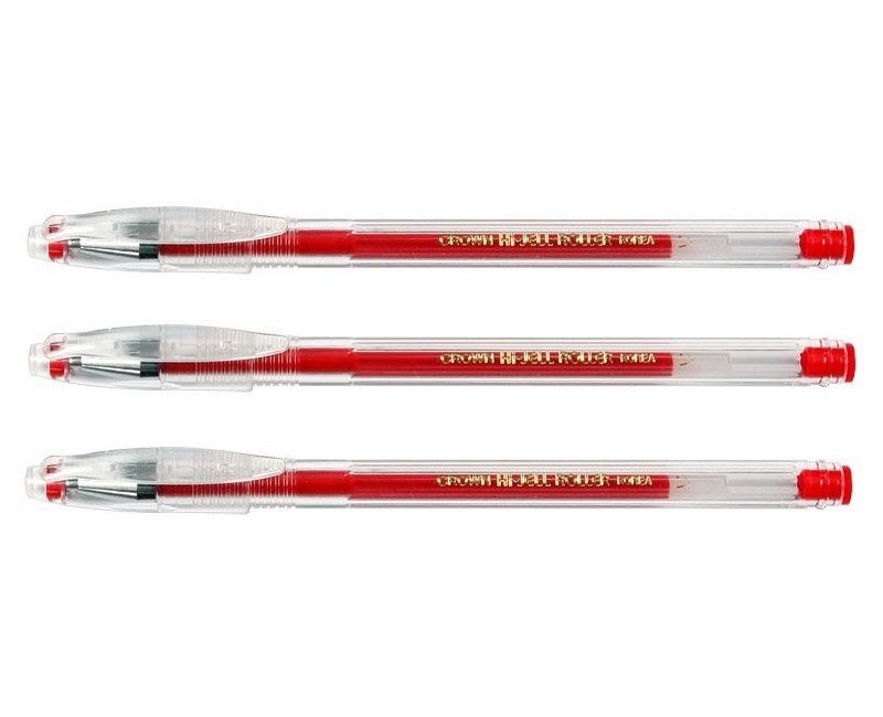 Набор ручек Crown Гелевая, толщина линии: 0.5 мм, цвет: Красный, 3 шт.  #1