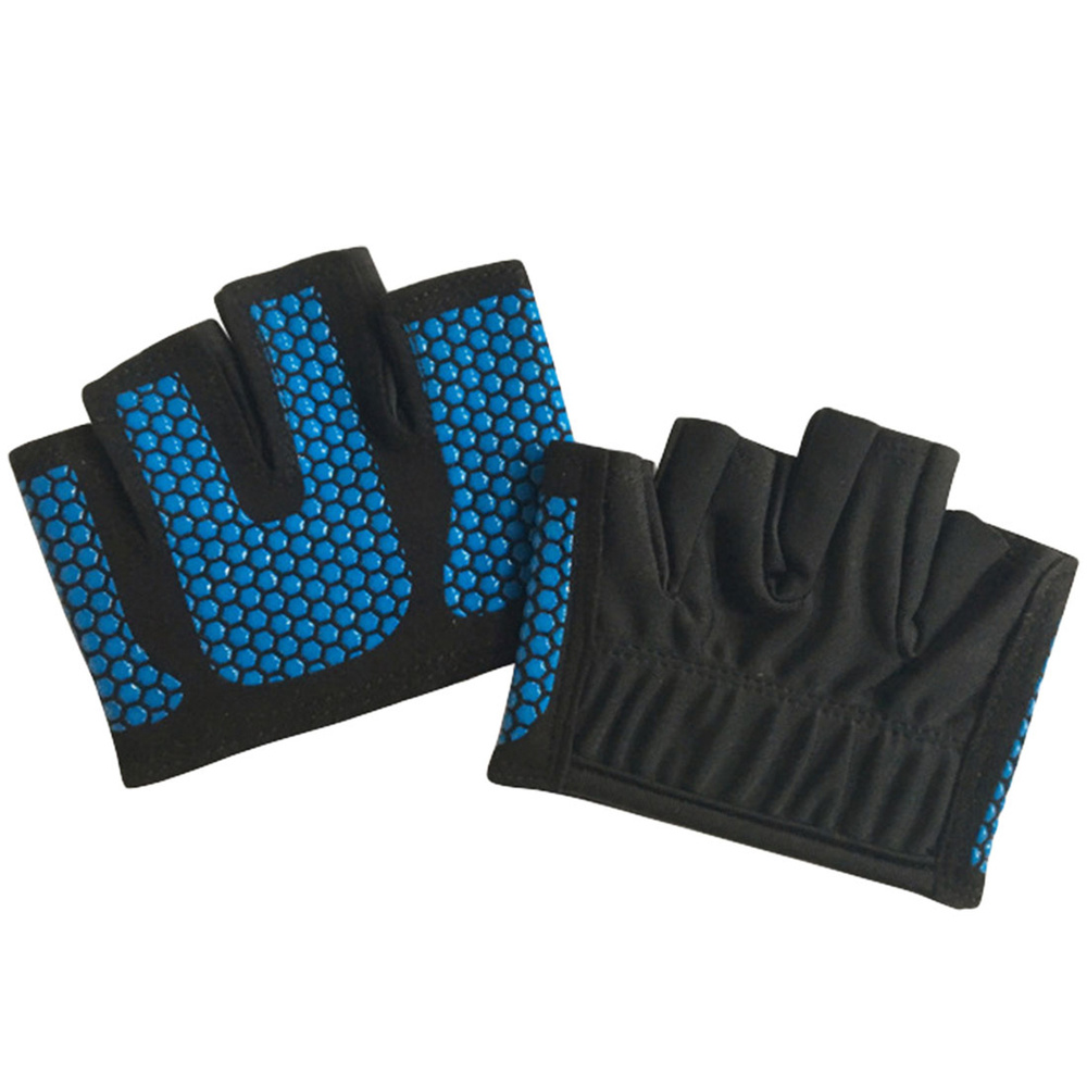 Противоскользящие перчатки для фитнеса, укороченные, голубой, размер XL  #1