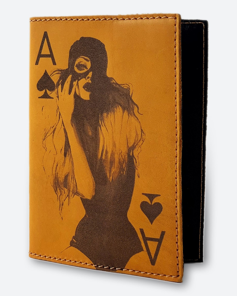 Обложка для паспорта KAZA Дама-Король светло-коричневый #1