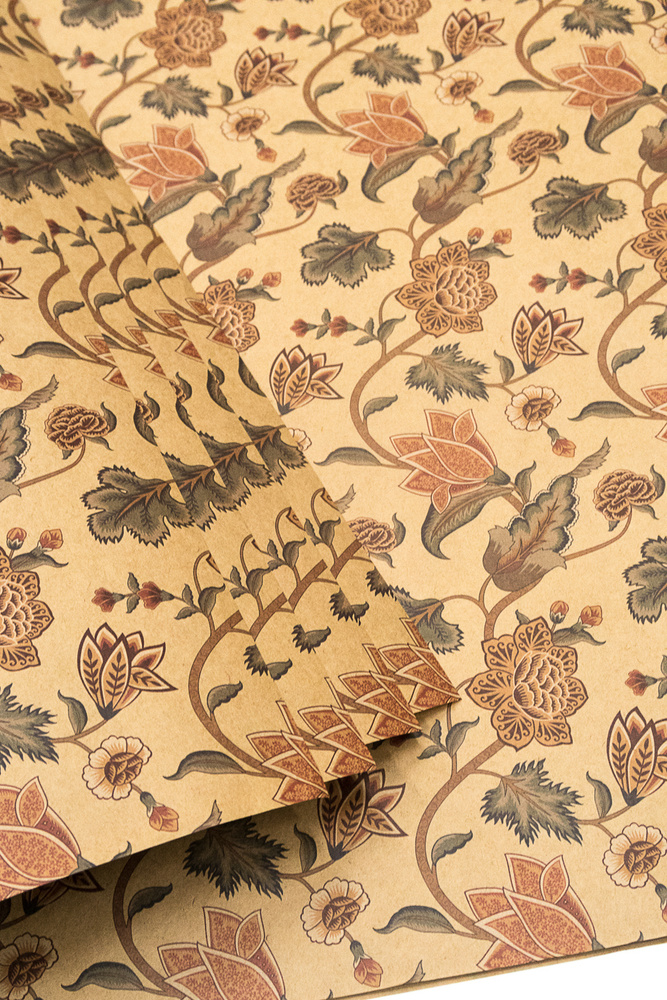 Бумага упаковочная подарочная крафт "цветы- винтажная флора", в наборе 4 листа 70х100см, Т-Пак  #1