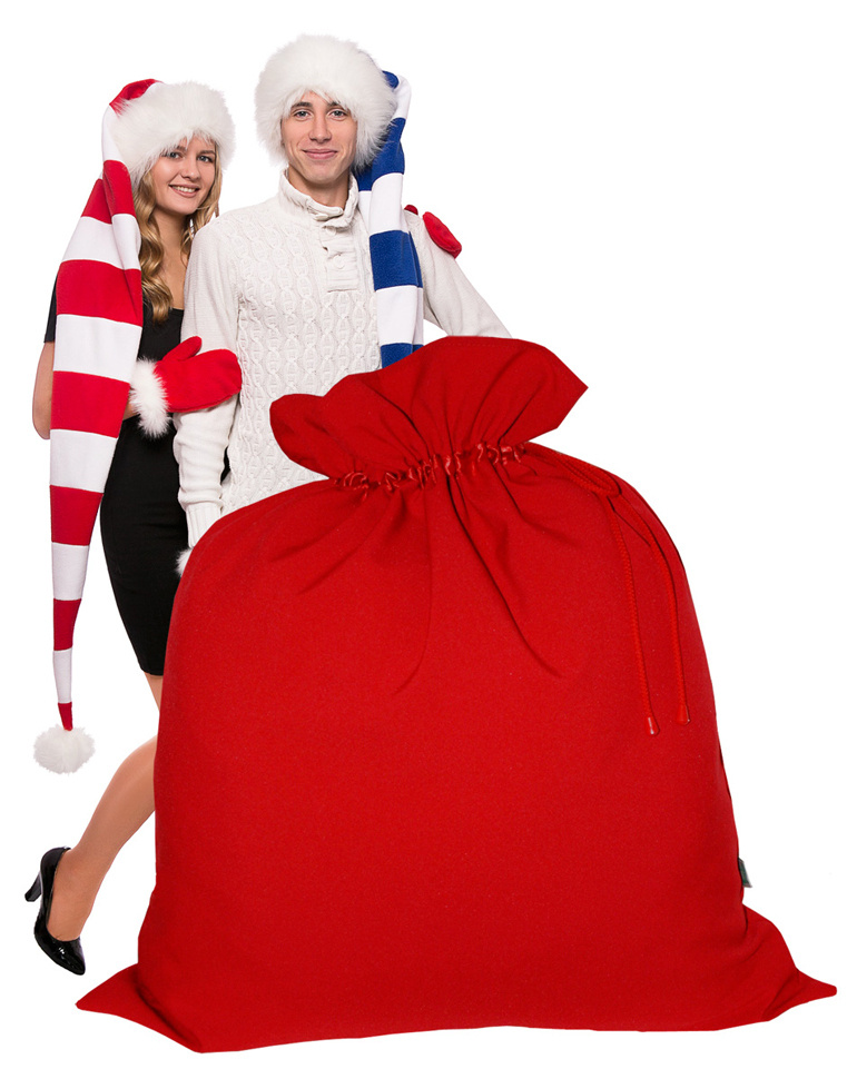 Мешок Деда Мороза для подарков, новогодний, огромный, большой, 140х150 см, МБ-68к, Весёлые Ёлки  #1