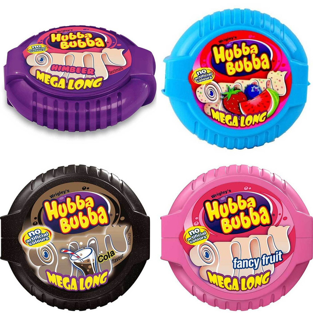 Жевательная резинка Hubba Bubba - фруктовый микс, кола, малина, клубника-черника-арбуз (4 шт по 70 гр), #1