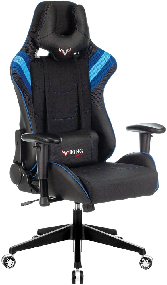 Кресло игровое Zombie VIKING 4 AERO черный/синий, текстиль/эко.кожа с подголов., крестовина пластик  #1