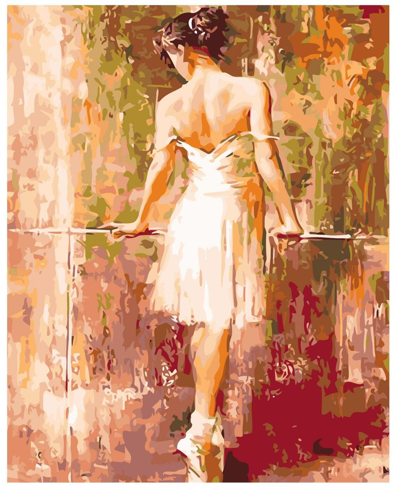Картина по номерам, 48 x 60, KTMK-12770, балерина, пачка, пуанты, танец ...