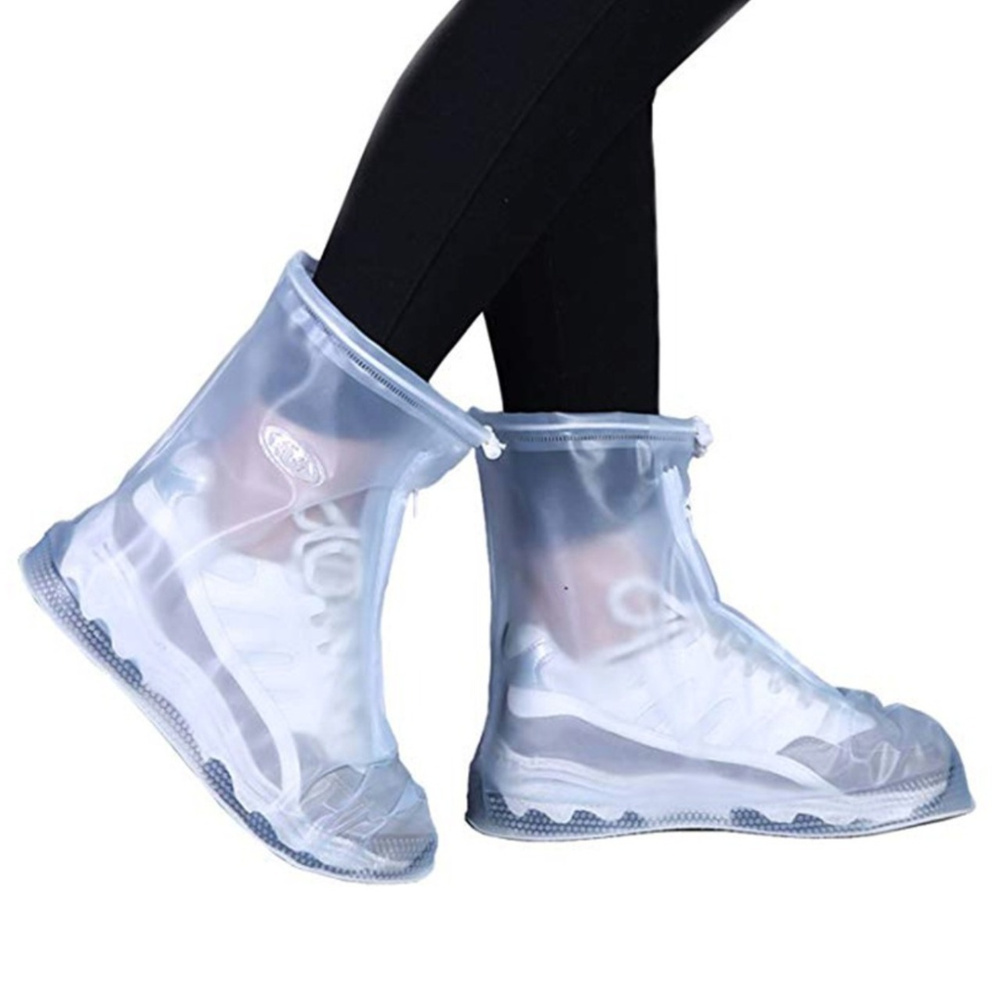 Многоразовые бахилы для обуви от дождя молния спереди Нескользящие Белые-Матовые (S (35-36))  #1