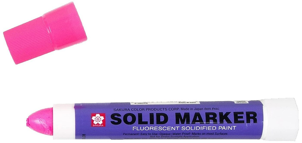 Маркер мастика для неровных и шершавых поверхностей Sakura Solid, флуоресцентный розовый  #1